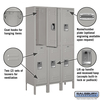 Salsbury Industries Wardrobe Locker, 36" W, 12" D, 66" H, (3) Wide, (6) Openings, Gray 62352GY-U